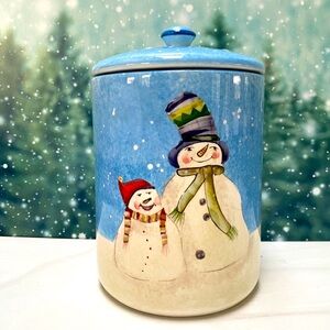 Snowfolks Le Gourmet Chef Snowman Cookie Jar Canister 2006 Holiday Kitchen Decor